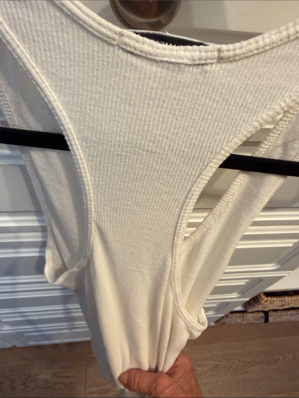 James Perse Cream Ribbed Racerback Tank - Picture 4 of 4